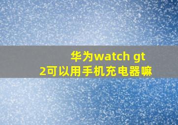 华为watch gt2可以用手机充电器嘛